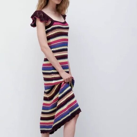 NWT ZARA  LONG CROCHET DRESS special edition dress  S - Picture 6 of 16